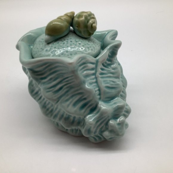 Pier 1 Imports Turquoise Blue Creamer and Sugar Bowl set, Sea Shell Pattern - Picture 10 of 12